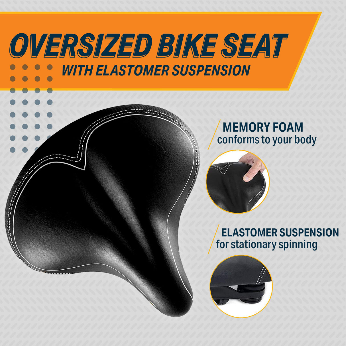 Bikeroo Bike Seat - Peloton Seat Cushion - Bicycle Saddle Replacement - Wide Cushioned Comfortable Seat for Men & Women - Compatible with Exercise, Road, and Stationary Bikes