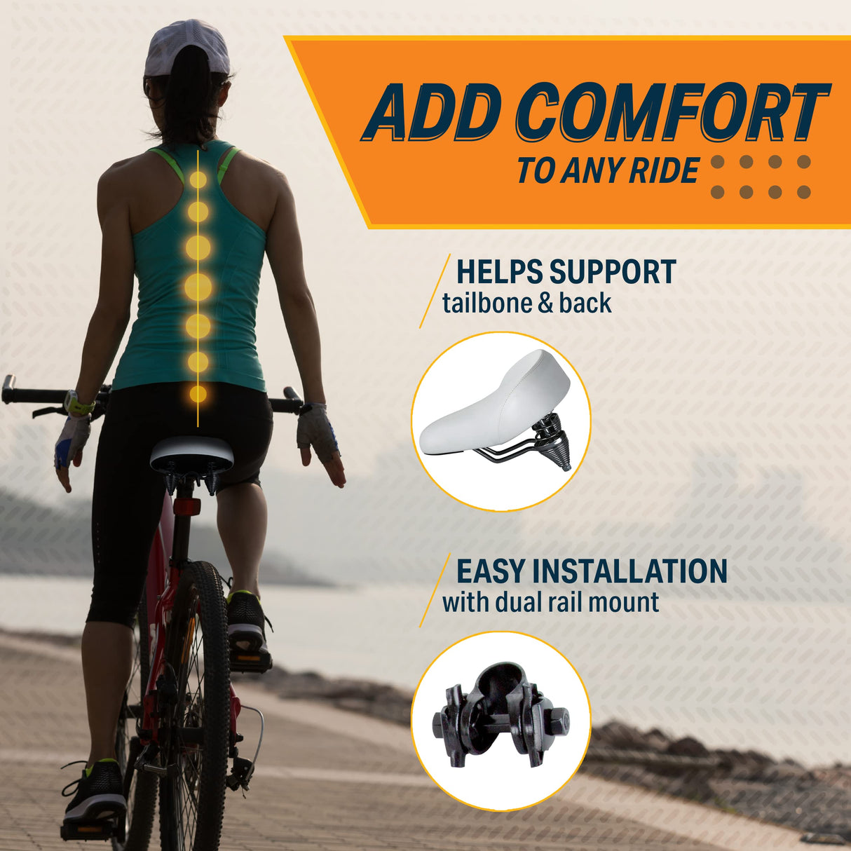 Bikeroo Bike Seat - Peloton Seat Cushion - Bicycle Saddle Replacement - Wide Cushioned Comfortable Seat for Men & Women - Compatible with Exercise, Road, and Stationary Bikes