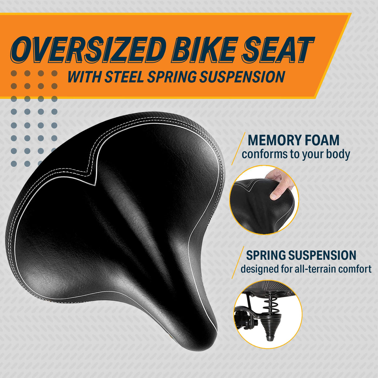 Bikeroo Bike Seat - Peloton Seat Cushion - Bicycle Saddle Replacement - Wide Cushioned Comfortable Seat for Men & Women - Compatible with Exercise, Road, and Stationary Bikes