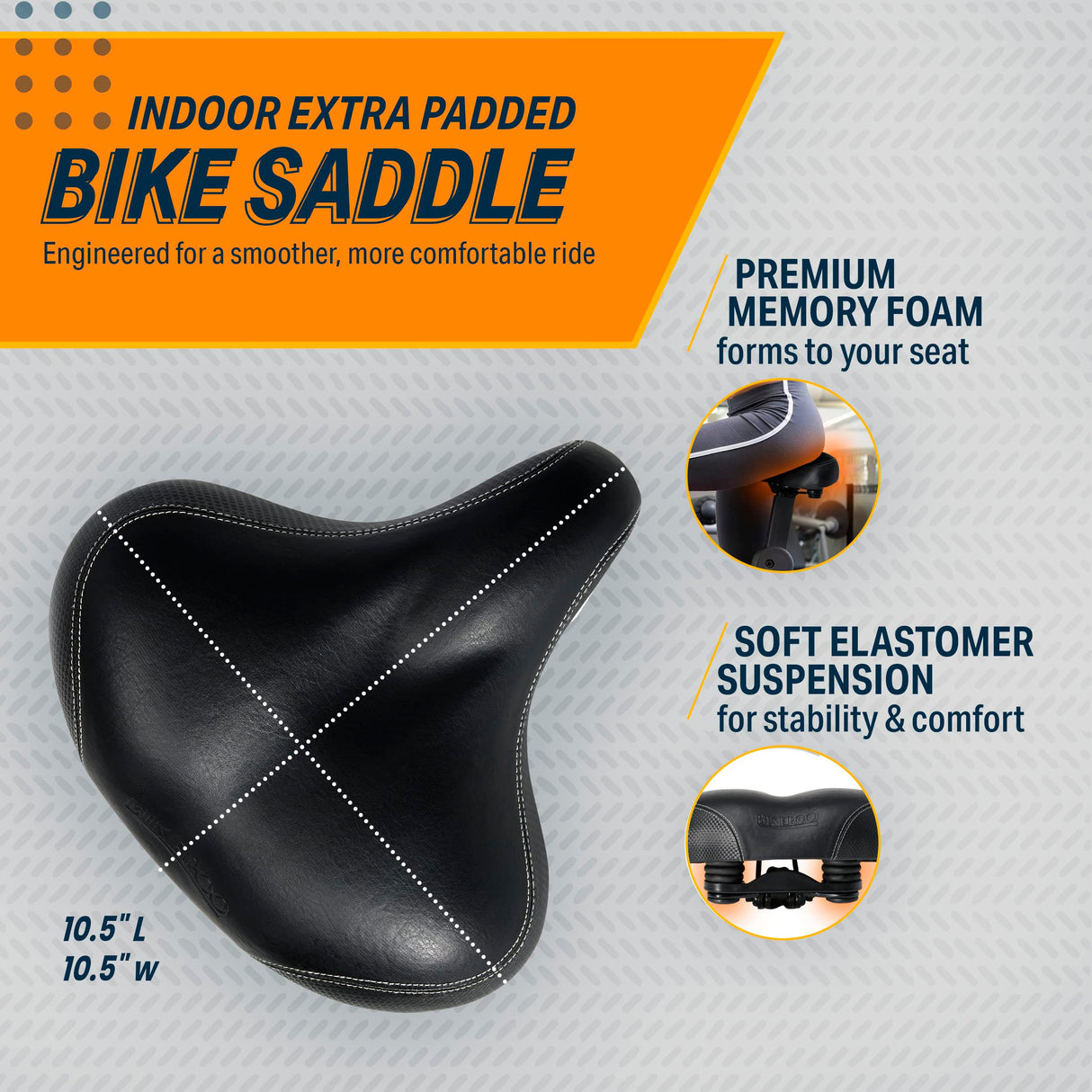 Bikeroo Bike Seat - Peloton Seat Cushion - Bicycle Saddle Replacement - Wide Cushioned Comfortable Seat for Men & Women - Compatible with Exercise, Road, and Stationary Bikes