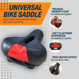 Bikeroo Bike Seat - Peloton Seat Cushion - Bicycle Saddle Replacement - Wide Cushioned Comfortable Seat for Men & Women - Compatible with Exercise, Road, and Stationary Bikes